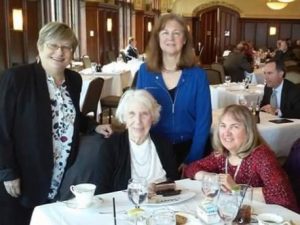 Betty's 95th birthday at the University Club with The Knox Girls (neighbors) Karen Waterman-George